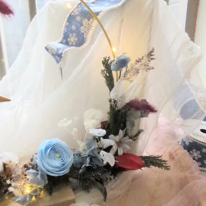 不凋花-线环花器圣诞冰晶蓝雪花艺创作 - 干燥花/捧花 - 植物．花 粉红色