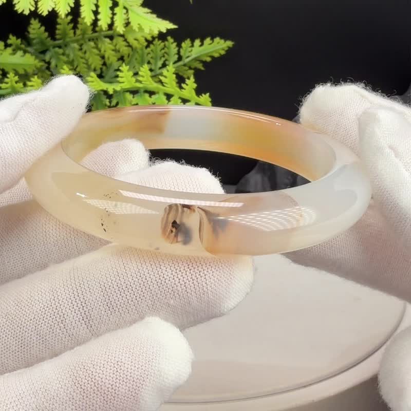 玛瑙手镯 冰润起光飘花天眼多色彩 55mm - 手链/手环 - 半宝石 多色