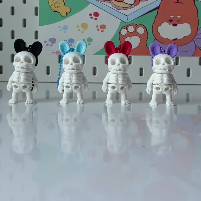 兔子骷髅钥匙圈 - 黑色兔子 - 钥匙链/钥匙包 - 塑料 黑色