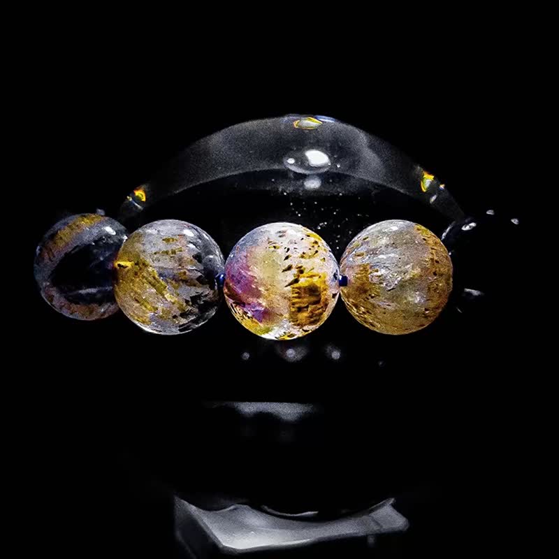 【天然高品紫钛】近14mm / 半盆塔山紫钛水晶手串大手围|一物一拍 - 手链/手环 - 水晶 紫色