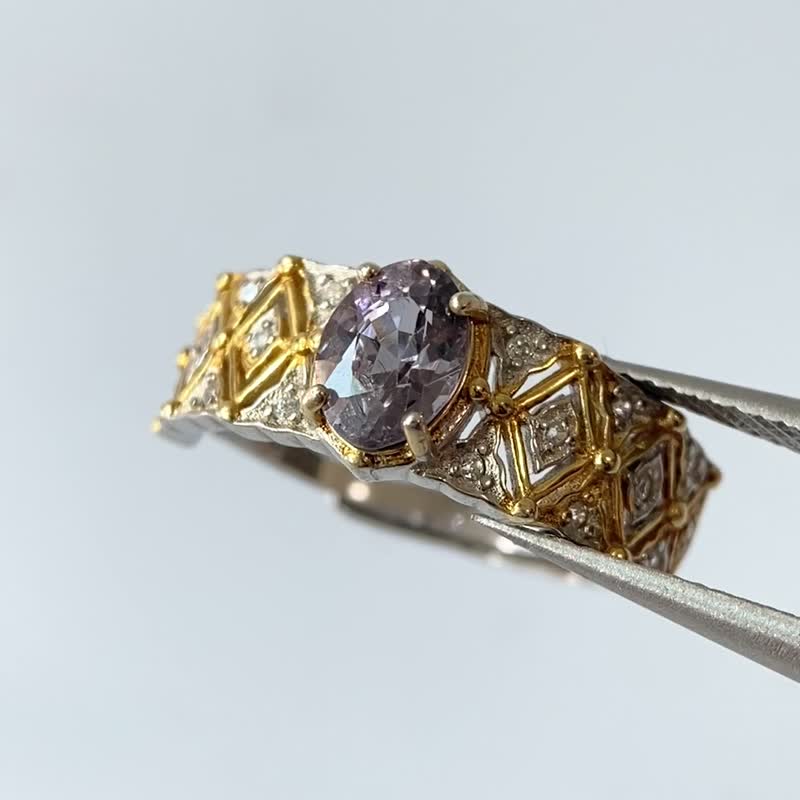 2件85折 | 金属紫尖晶石纯银戒指 (丁香紫 紫衣贵族 肉眼全净) - 戒指 - 纯银 