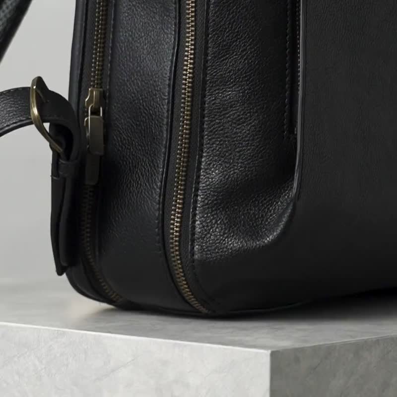 Kazematou后背包 Men-炭黑色 - 后背包/双肩包 - 真皮 黑色