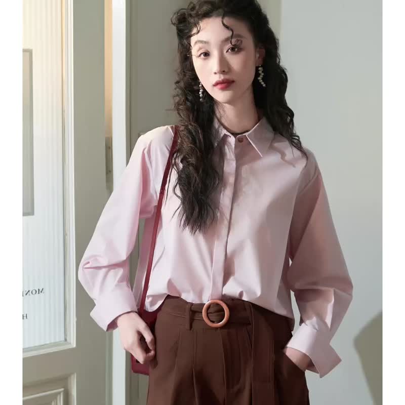 安妮陈短款箱型凉感衬衫 女高级感轻奢减龄洋气小个子  百搭翻领 - 女装衬衫 - 其他材质 多色