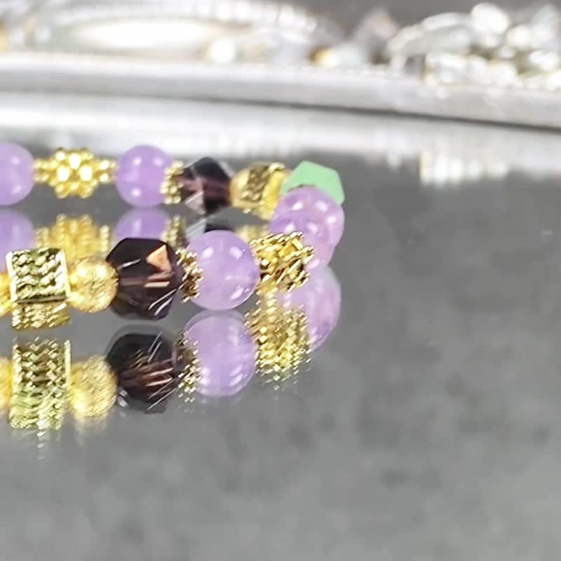 普罗旺斯の约 | 薰衣草紫水晶 茶水晶 东陵玉 | 女士水晶手链 - 手链/手环 - 水晶 紫色