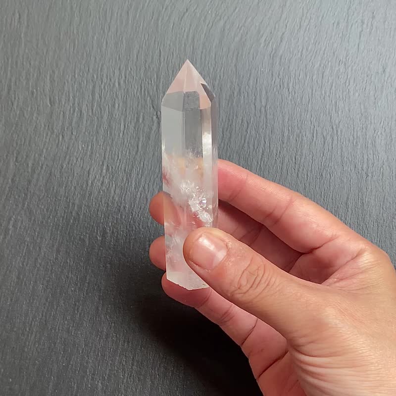 天然彩虹带彩白水晶能量柱 冥想 净化 风水摆件 快速出货 - 摆饰 - 水晶 多色