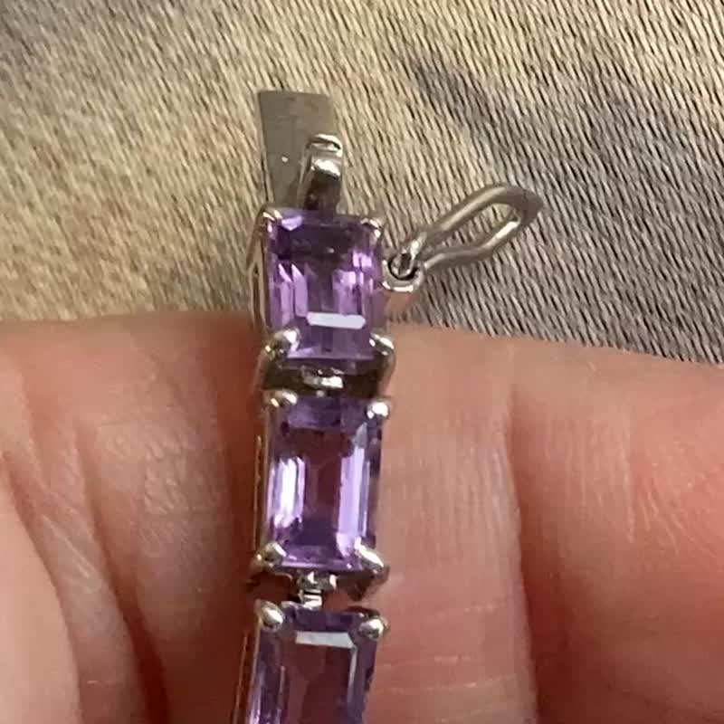 天然 方形 紫水晶 手链 印度制 925纯银 - 手链/手环 - 水晶 紫色