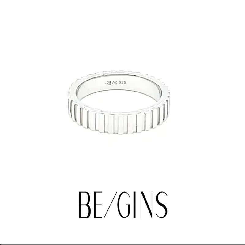 时间齿轮宽环 - 戒指 - 纯银 