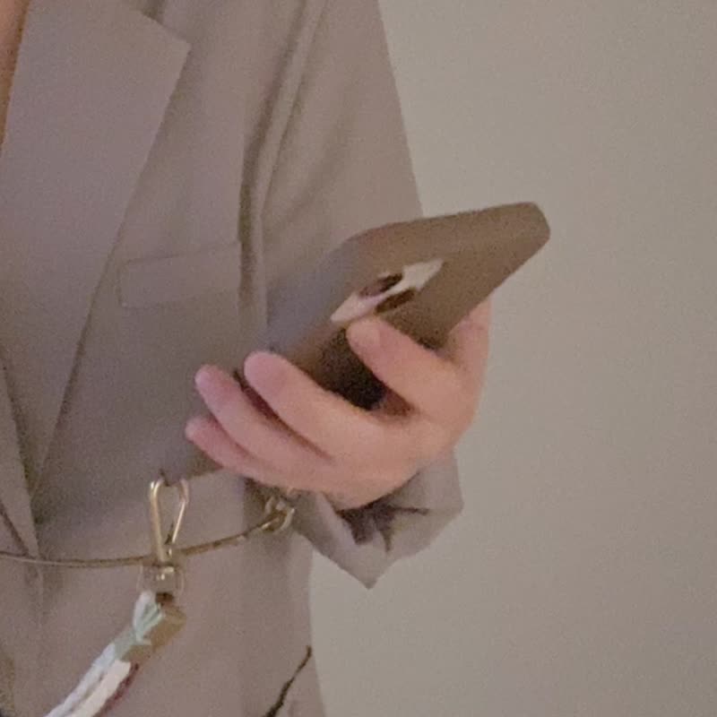 ČECHY - 栗棕色 * 手机背带 - 挂绳/吊绳 - 真皮 咖啡色