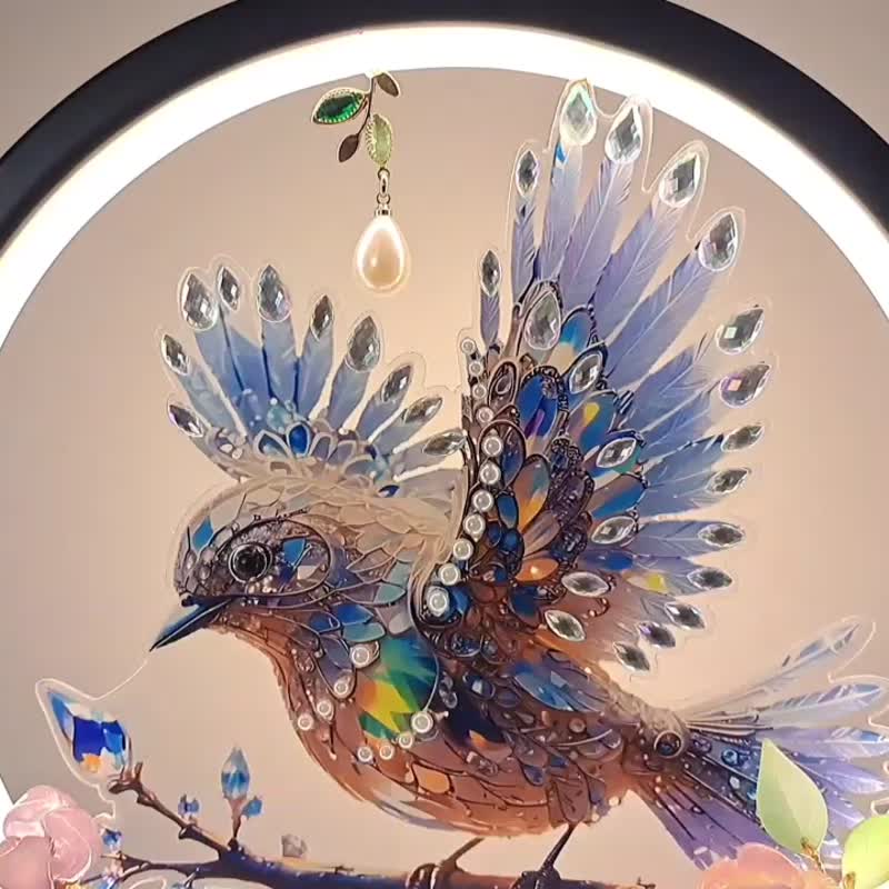 微光系列【小鸟精灵】LED 圆环灯 ∕ 小夜灯 ∕ 台灯 (USB 插电) - 摆饰 - 其他材质 蓝色