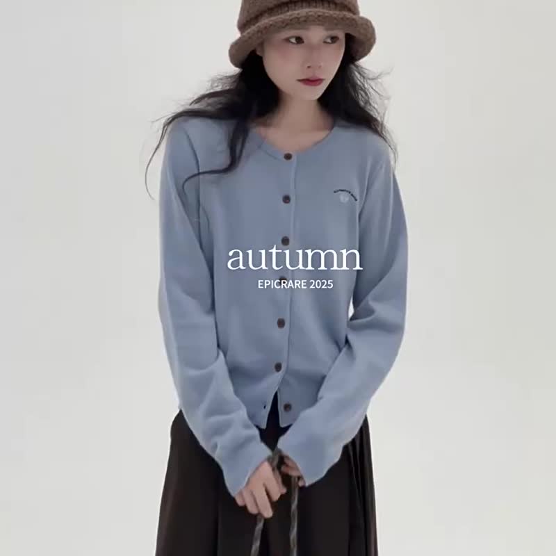 4顔色 胸口刺繡美利奴羊毛針織開衫 親膚柔軟基礎款針織上衣 - 女装针织衫/毛衣 - 羊毛 红色