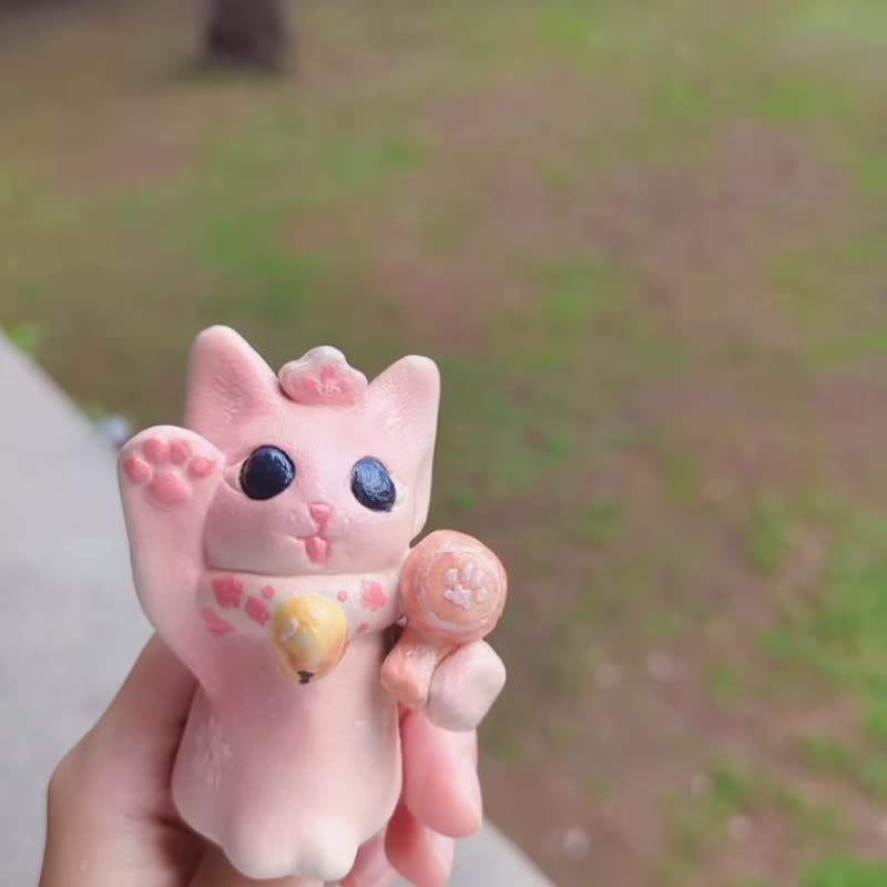 粉色大黑天 - 陶艺招财猫 | 幸运七福猫 | 送礼最佳选择 - 玩偶/公仔 - 陶 粉红色