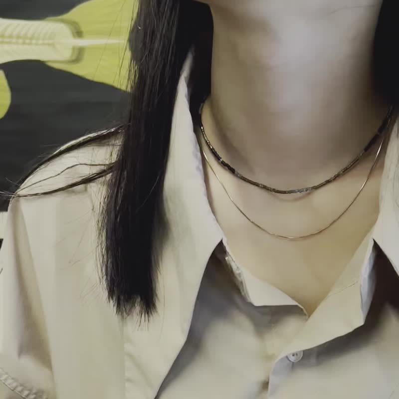 引玉 | 雾黑森林绿松纹串珠项链 - 项链 - 玻璃 绿色