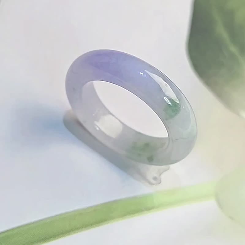 招财•贵人•圆满•平安|梦幻冰浓紫飘花|缅甸A货翡翠戒圈#14 - 戒指 - 玉石 