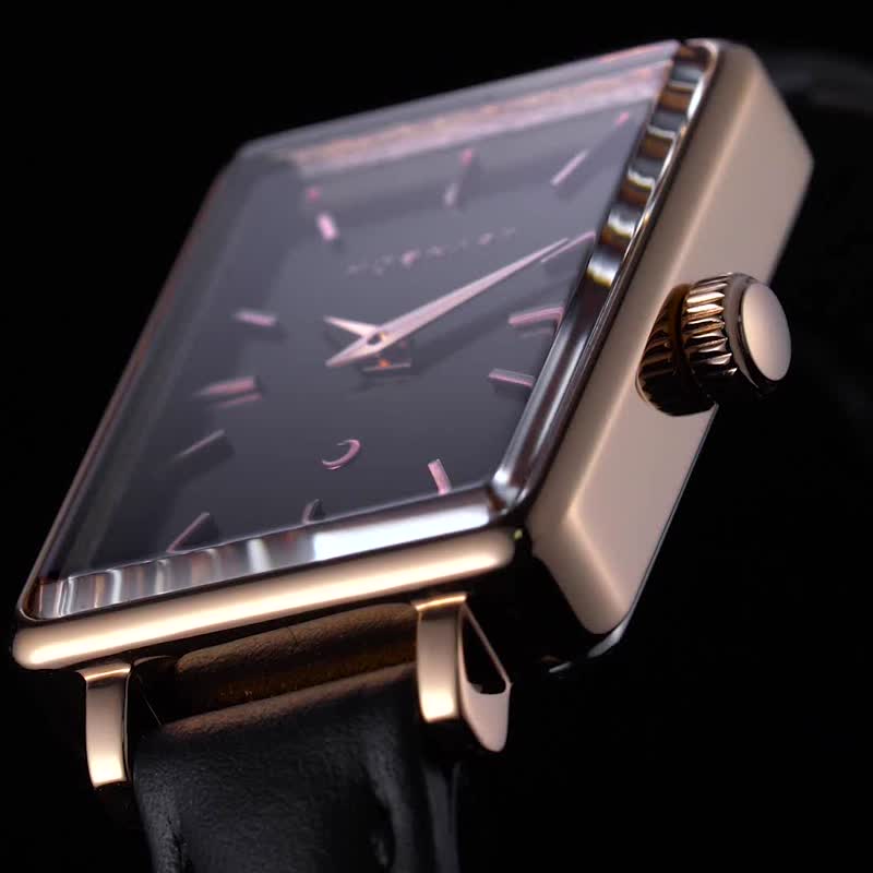 【MOONART】方型手表 梦幻系列-天使黑新+女装手表珍珠贝艺术手表 - 女表 - 不锈钢 黑色