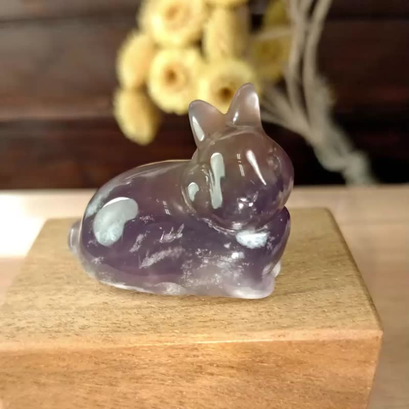 小雕件 小品动物-兔 花紫玉 - 摆饰 - 玉石 紫色