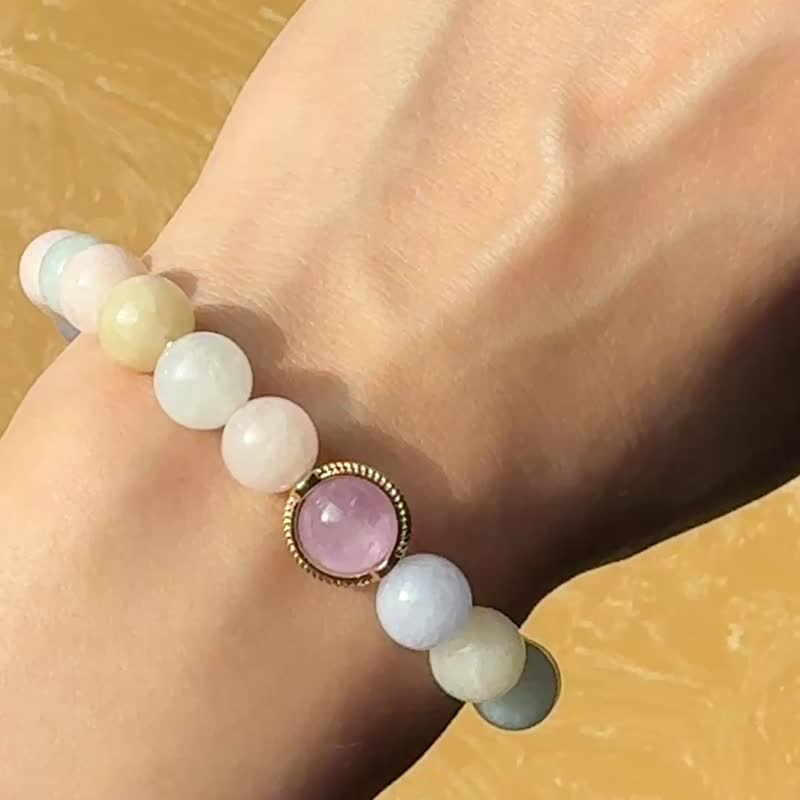 柔光恋语 | 摩根石・紫锂辉手链 | 提升爱与自信・疗愈饰物 - 手链/手环 - 水晶 粉红色