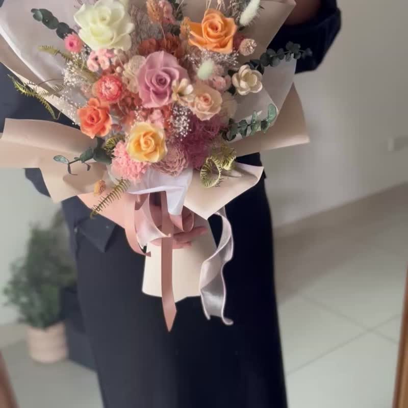 橘黄色/毕业花束/永生花束/情人节/干燥花束/生日花束/告白花束 - 干燥花/捧花 - 植物．花 橘色