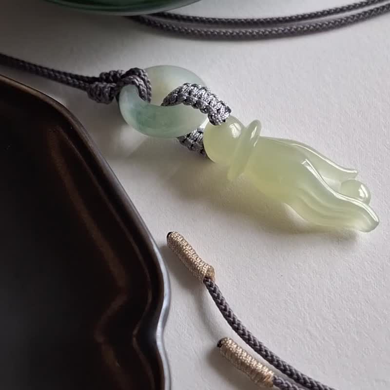 和田玉掌上明珠吊坠观音手吊坠 | 佛手吊坠玉器 - 项链 - 玉石 