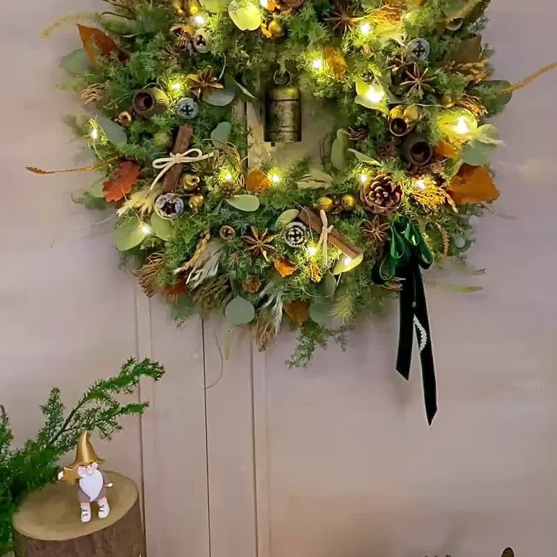 金韵冬之森圣诞花圈 - 干燥花/捧花 - 植物．花 绿色