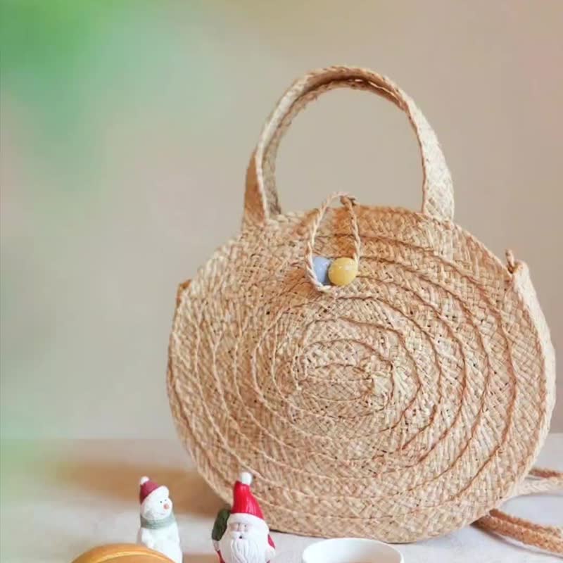 只为你订制 拉菲草喵喵蛋糕卷包 可拆式背带 可背可提 - 侧背包/斜挎包 - 植物．花 卡其色