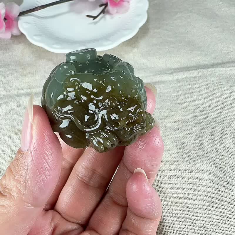 精品 天然新疆和田玉且末蓝俏糖龙龟吊坠手把件玉质细腻温润 - 其他 - 玉石 