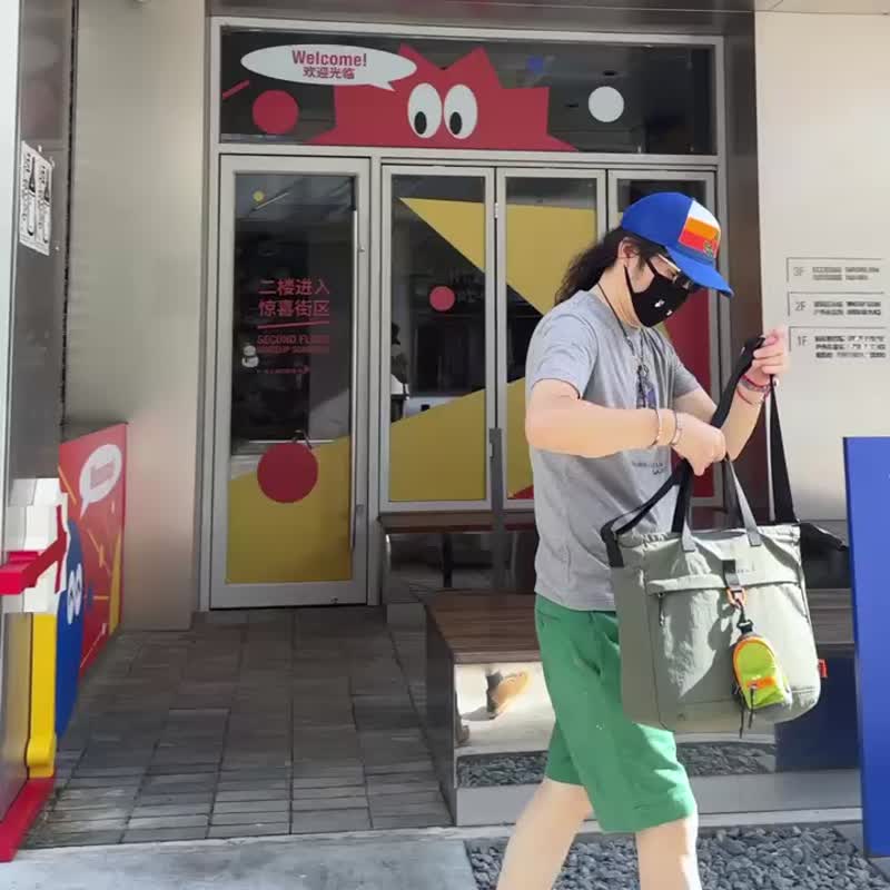 时尚大容量百搭斜挎包多口袋单肩手提包通勤包包可套拉杆箱使用 - 侧背包/斜挎包 - 尼龙 绿色