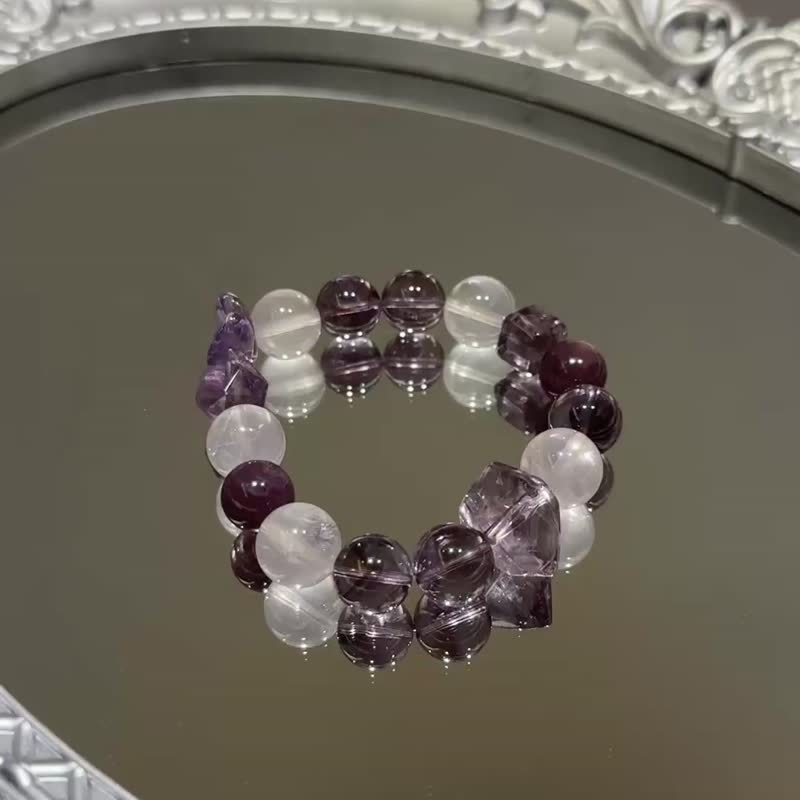 紫水晶粉水晶紫祖母晶设计款手链 - 手链/手环 - 水晶 紫色