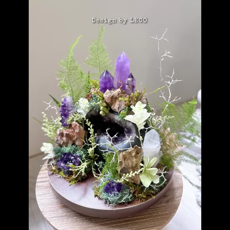 山林紫水晶移动城堡 致敬宫崎骏 微景观。紫水晶 水晶洞 - 植栽/盆栽 - 水晶 紫色