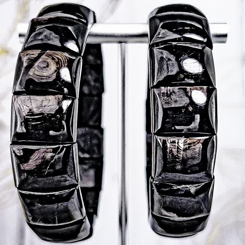 【指纹金运石】 高显效应金运石 水晶手排手串手环/一物一拍 - 手链/手环 - 水晶 黑色