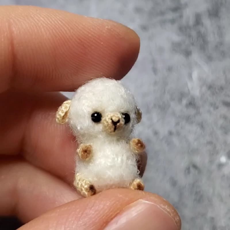 极其微型的钩编绵羊。微型玩具屋。 Amigurumi 毛绒动物。 - 玩偶/公仔 - 棉．麻 白色