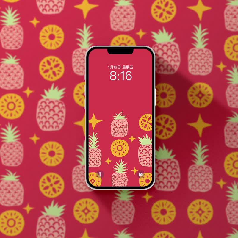凤梨旺旺来 招财好运手机壁纸 电子档 - 电脑手机桌布/贴图/App 图示 - 其他材质 