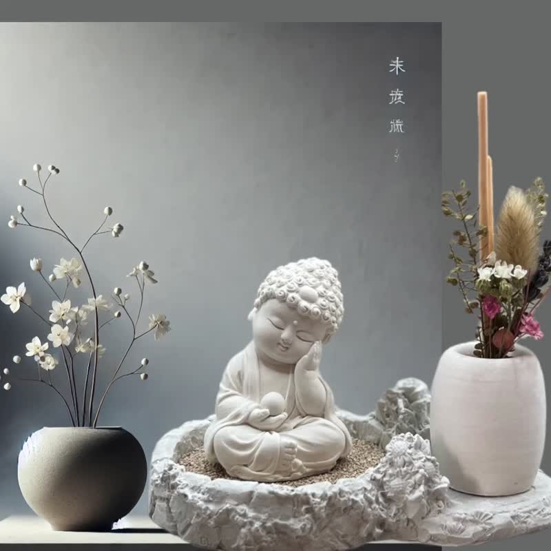 净念吉祥公仔之静性 豪华田园套组 艺术香氛扩香 提升居家美学 - 香薰/精油/线香 - 水泥 白色