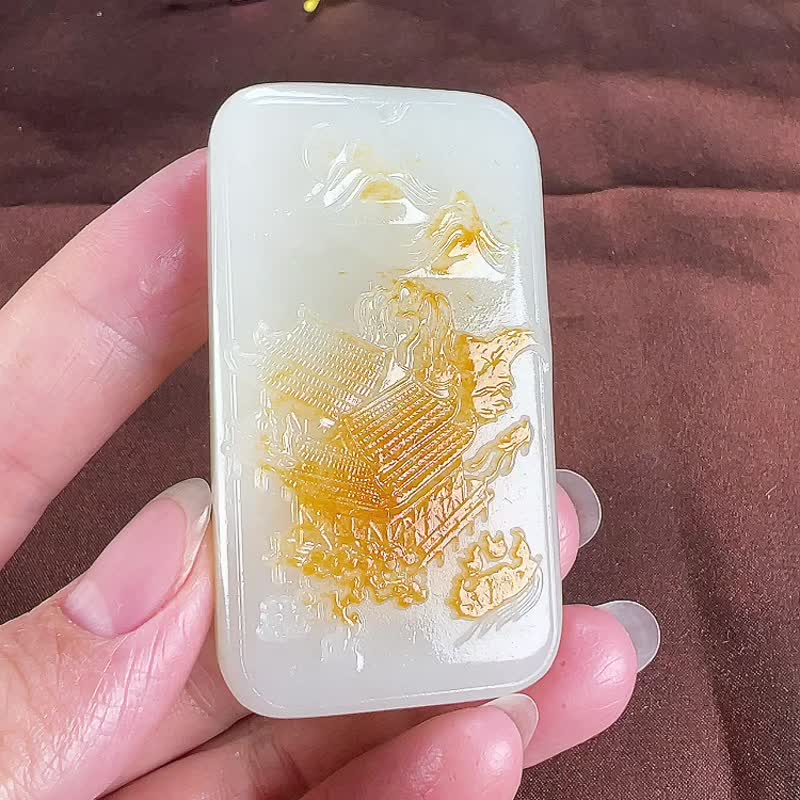 天然新疆和田玉羊脂玉山水意境吊坠 玉质细腻温润  色泽柔和 - 吊饰 - 玉石 