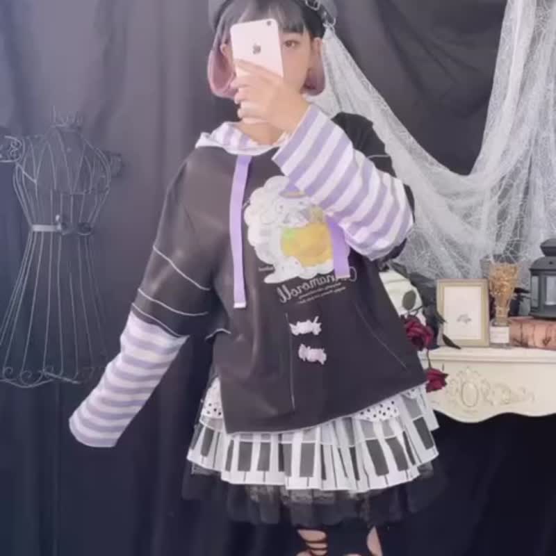 原创三丽鸥SANRIO授权大耳狗喜拿万圣节糖果假两件连帽T恤JJ5038 - 中性连帽卫衣/T 恤 - 棉．麻 