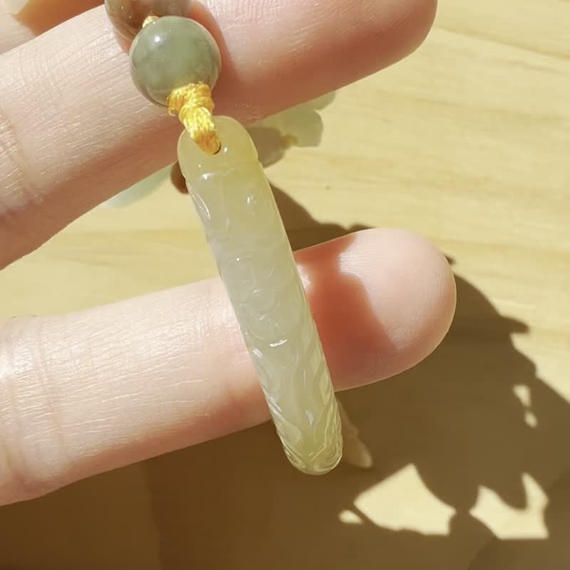 手工編織翡翠手链 — 枫叶玫瑰 - 手链/手环 - 玉石 红色