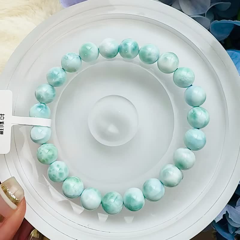 小精品浓色蓝拉利玛海纹石 8mm19.02g 缓解脾气内心压力紧张压力 - 手链/手环 - 半宝石 蓝色