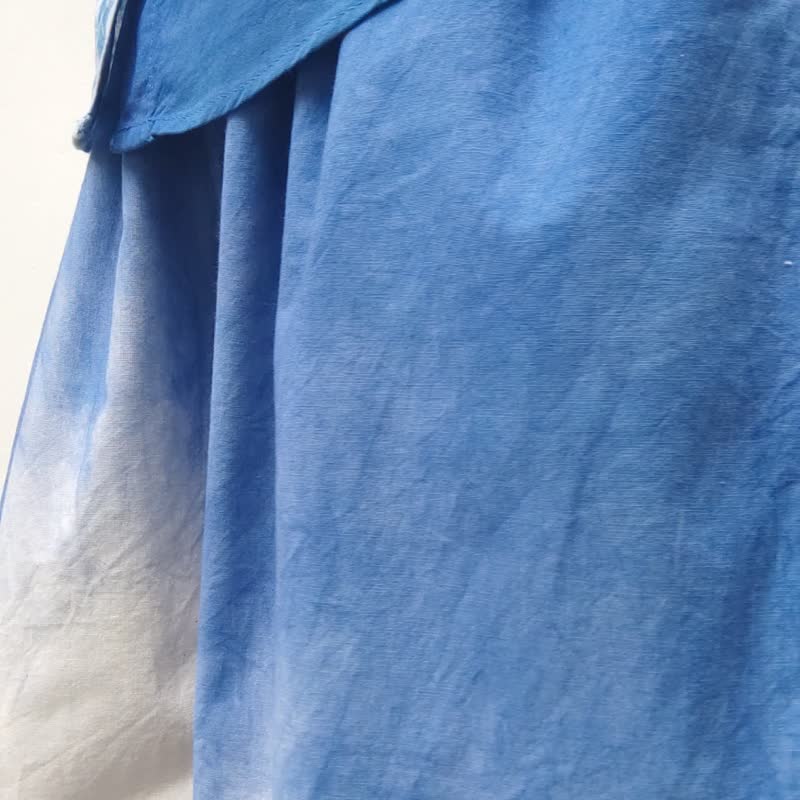 Jinda Pants J - 靛蓝色扎染宽裤 - 女装长裤 - 棉 蓝色
