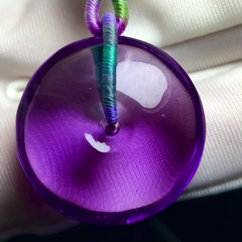 极品天然紫水晶平安扣吊坠   打磨精细  做工精美个头足  罕见 - 吊饰 - 玉石 
