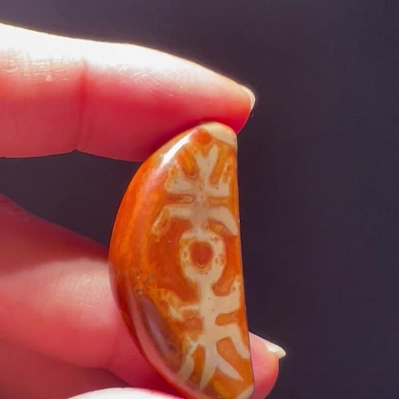 寿字羊角老天珠 15.1克 老天珠 西藏羊角红天珠 西藏 藏传 老线珠 - 颈链 - 玉石 多色