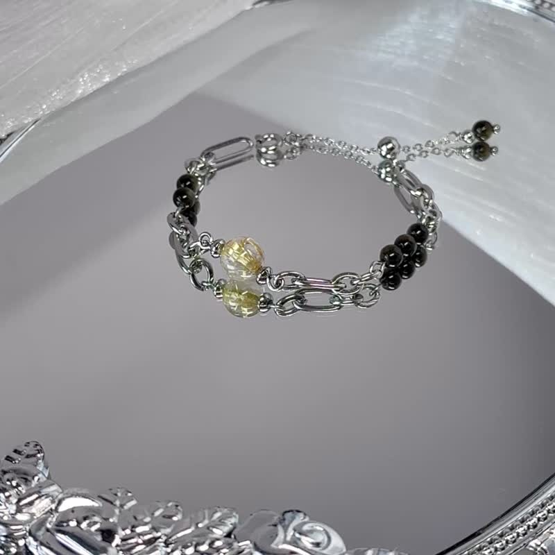 浪漫金币骑士水晶手链- 医疗钢/钛晶/金曜石/德鲁纳系列 - 手链/手环 - 水晶 金色