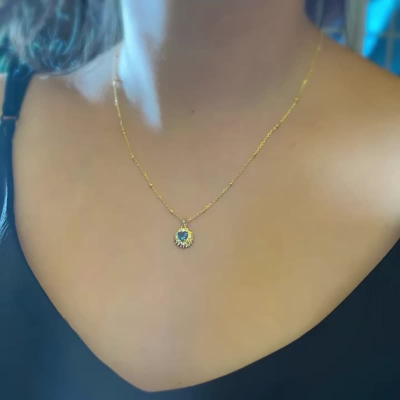 YELU独立自制伦敦蓝托帕石小贝壳纯银项链 - 项链 - 纯银 