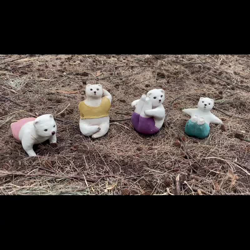 马卡龙瑜珈熊系列ㄧ - 玩偶/公仔 - 陶 紫色