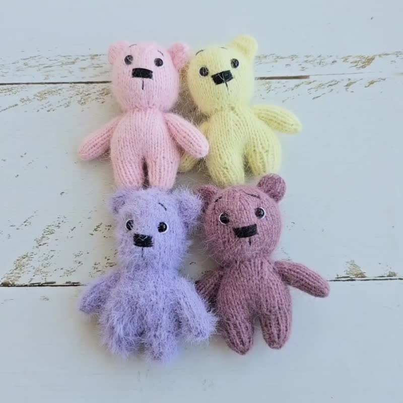 针织毛绒熊/小毛绒玩具 - 玩偶/公仔 - 羊毛 多色