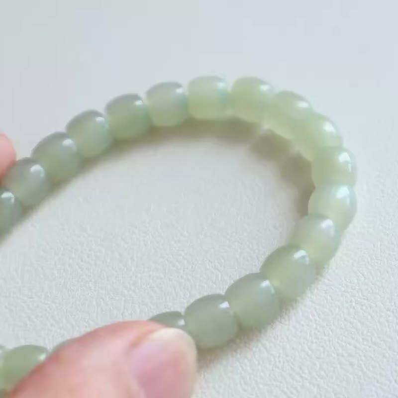 天然和田玉手链冰底晴水料老型珠手链平安喜乐顺遂无忧情人节礼物 - 手链/手环 - 玉石 