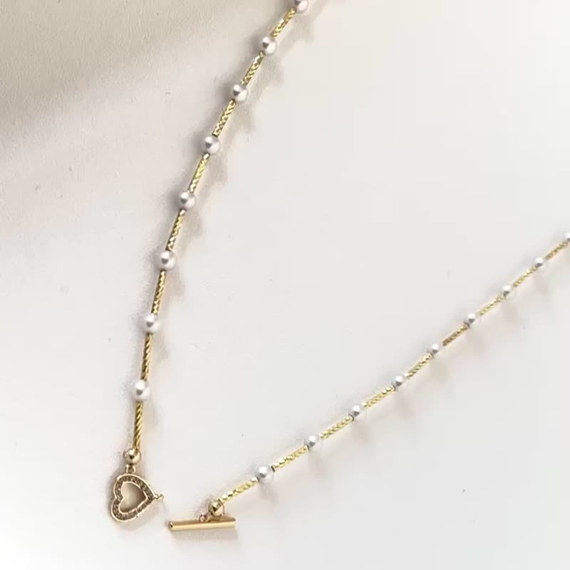 心结 天然淡水珍珠 Baby珠 极光炫彩 项链/毛衣链/手链 - 项链 - 珍珠 白色