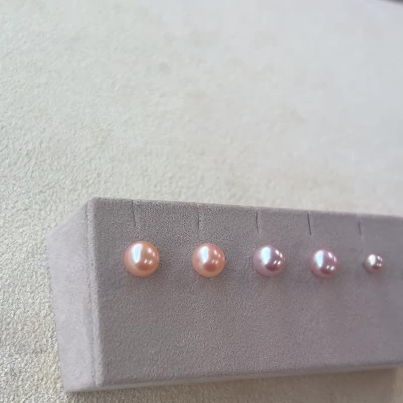 天然珍珠(橙、紫)耳环 日本制造 - 耳环/耳夹 - 珍珠 