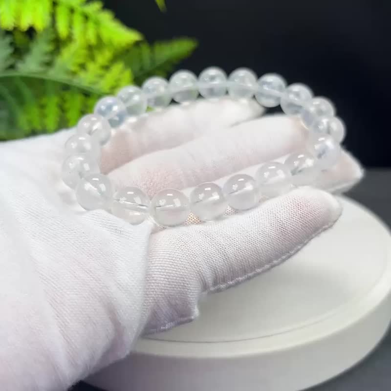精品蓝月光石手串9.5mm冰透干净蓝光女单圈气质魅力优雅净化心灵 - 手链/手环 - 宝石 