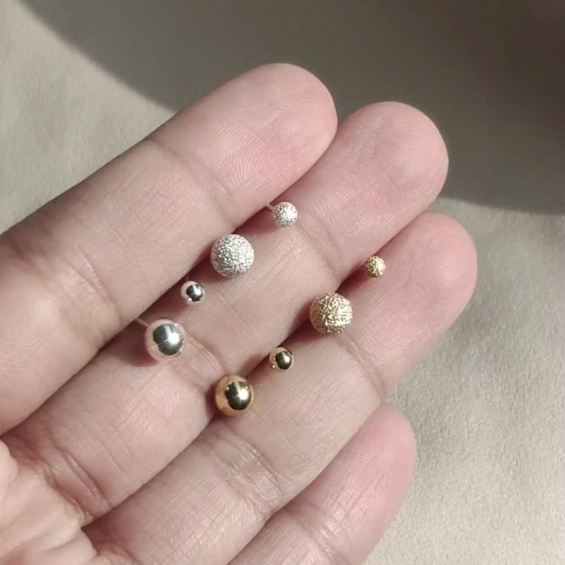 SV925/金 小球耳环组 第二耳洞 3mm 5mm 珠珠耳钉 - 耳环/耳夹 - 纯银 银色