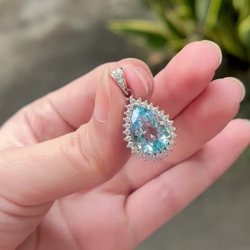湖水仙子 | 拓帕石 / 托帕石 / Topaz / 单件款 | 天然宝石项链 - 项链 - 宝石 蓝色