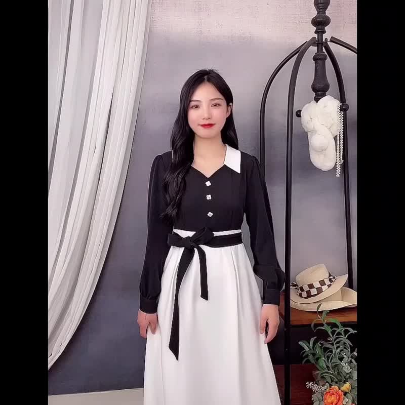 法式优雅赫本风黑色收腰小众设计感女春夏连衣裙 - 洋装/连衣裙 - 其他材质 黑色